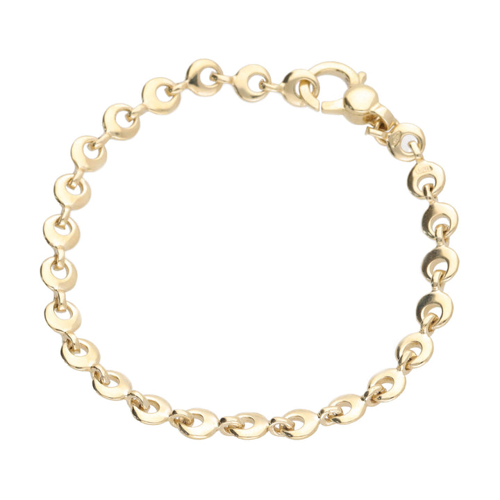 Polished Open Round Link 9ct Yellow Gold Bracelet 19cm - Michael Jones Jeweller