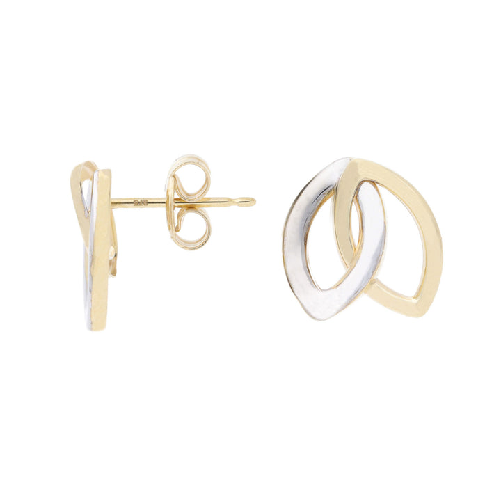 Entwined Open Petal 9ct Yellow and White Stud Earrings
