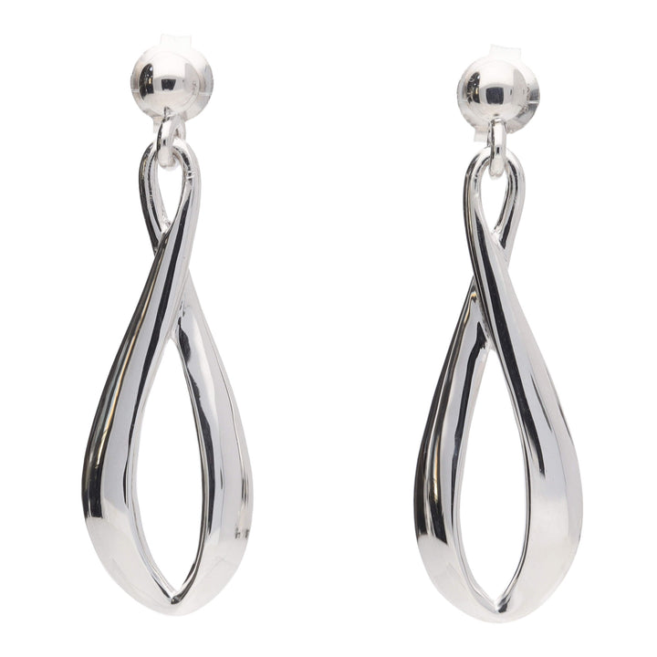 Figure of Eight 9ct White Gold Drop Earrings - Michael Jones Jeweller