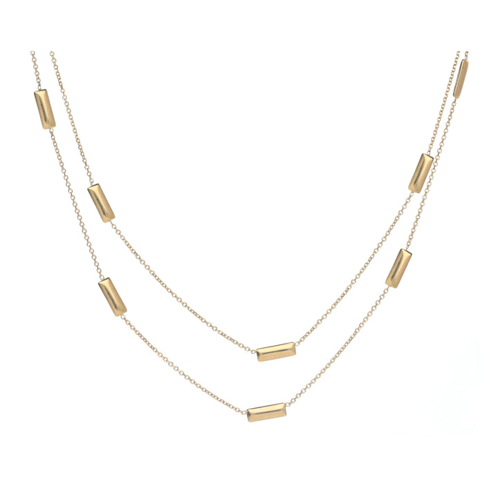 Double Row Rectangular 9ct Yellow Gold Station Necklace - Michael Jones Jeweller