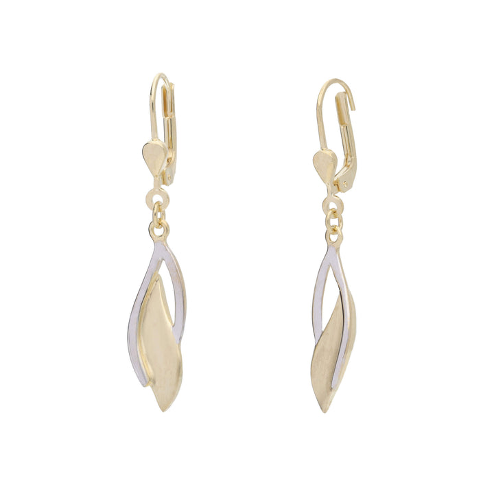 Polished Marquise Link 9ct Yellow and White Gold Drop Earrings