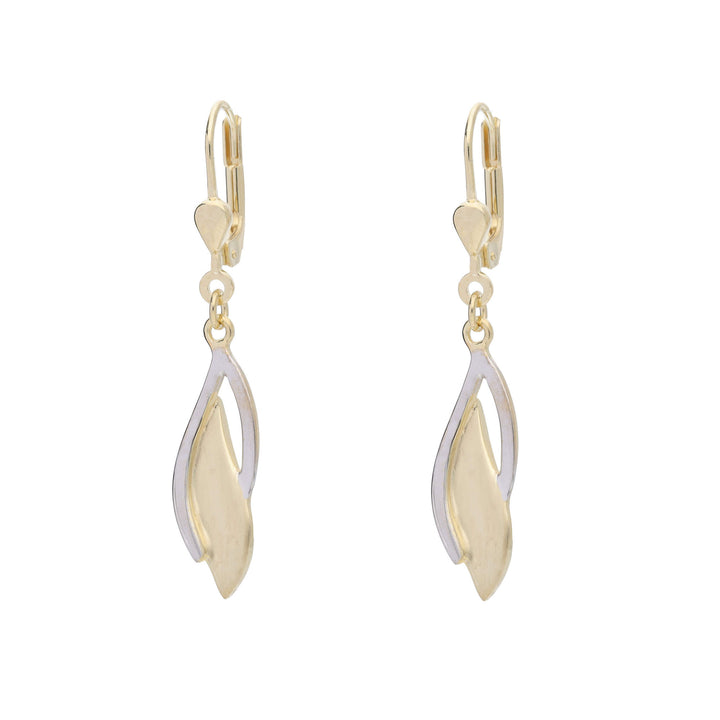 Polished Marquise Link 9ct Yellow and White Gold Drop Earrings