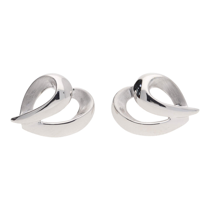 Fancy Heart Shaped 9ct White Gold Stud Earrings - Michael Jones Jeweller