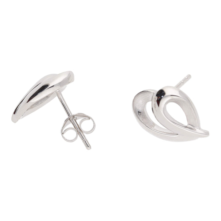 Fancy Heart Shaped 9ct White Gold Stud Earrings - Michael Jones Jeweller