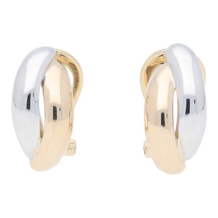 Split 9ct Yellow and White Gold Curved Earrings - Michael Jones Jeweller