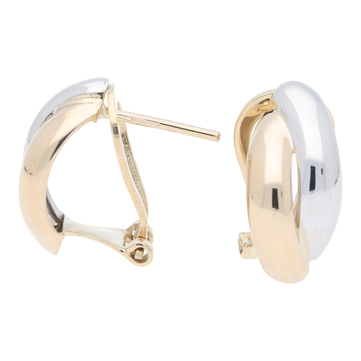 Split 9ct Yellow and White Gold Curved Earrings - Michael Jones Jeweller