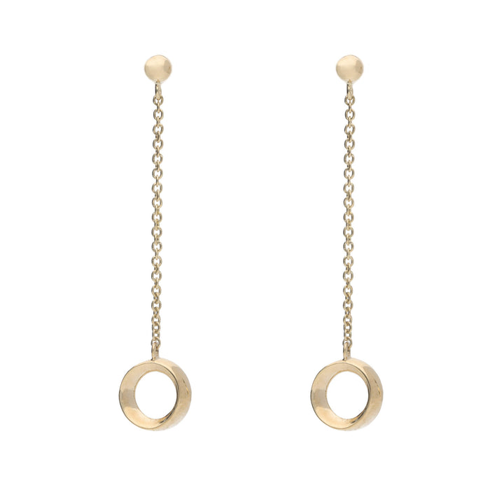 Polished Open Oval 9ct Yellow Gold Drop Earrings - Michael Jones Jeweller