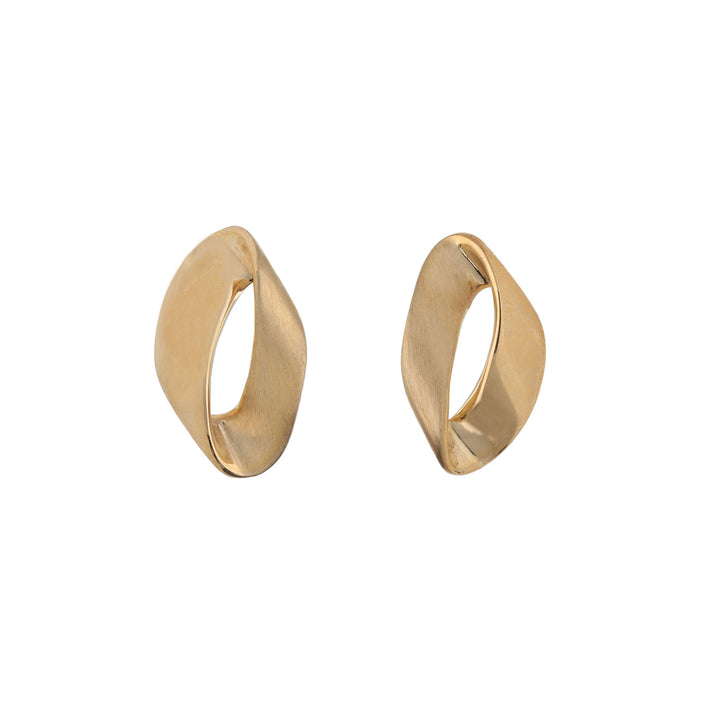 Brushed Twisted Ribbon 9ct Yellow Gold Stud Earrings - Michael Jones Jeweller