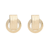 Ribbed Circular 9ct Yellow Gold Stud Earrings - Michael Jones Jeweller