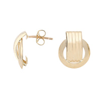 Ribbed Circular 9ct Yellow Gold Stud Earrings - Michael Jones Jeweller