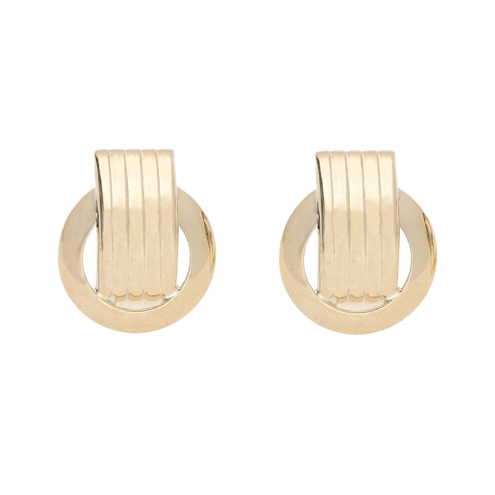 Ribbed Circular 9ct Yellow Gold Stud Earrings