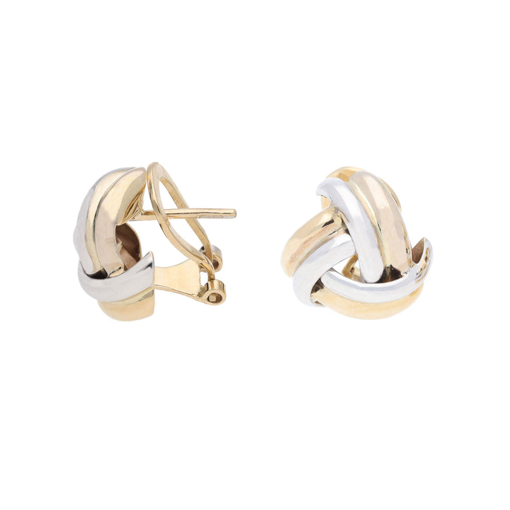 Strand Knot 9ct Yellow and White Clip-on Earrings - Michael Jones Jeweller