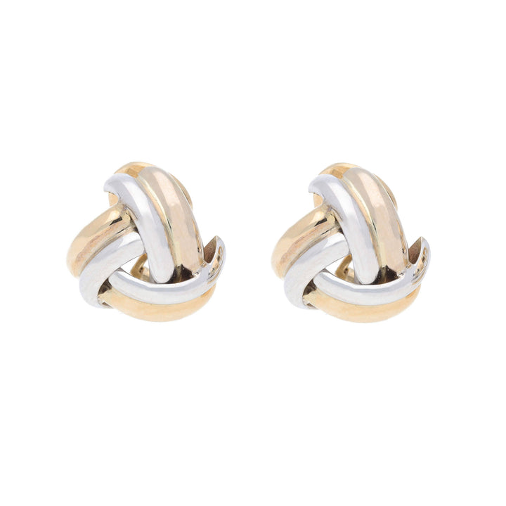 Strand Knot 9ct Yellow and White Clip-on Earrings - Michael Jones Jeweller