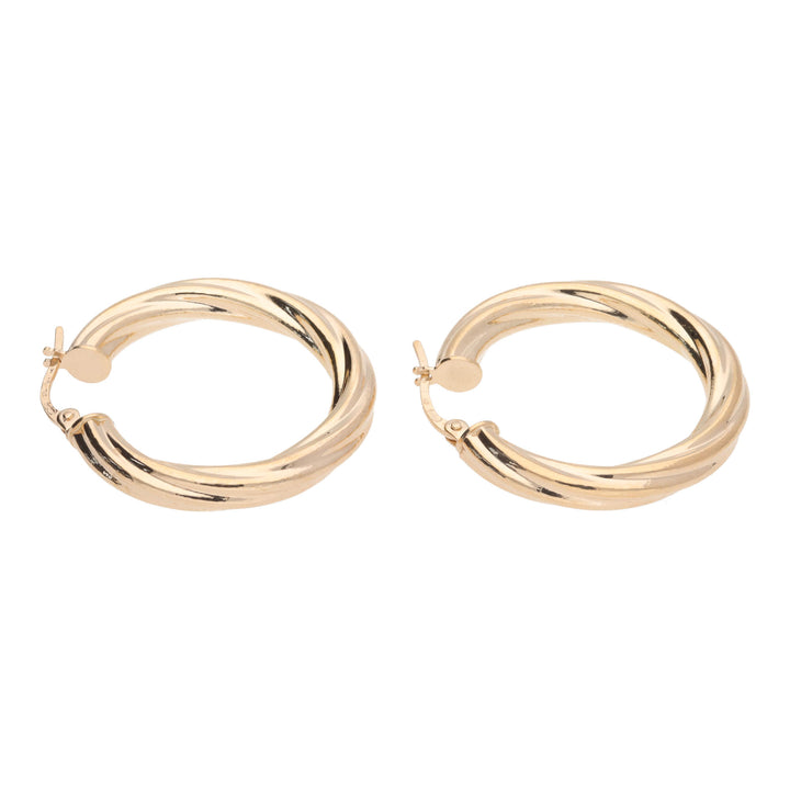 Twisted 9ct Yellow Gold 27mm Hoop Earrings