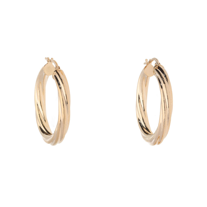 Twisted 9ct Yellow Gold 27mm Hoop Earrings