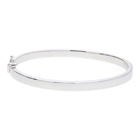 Polished Flat Oval 9ct White Gold Bangle - Michael Jones Jeweller