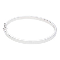 Polished Flat Oval 9ct White Gold Bangle - Michael Jones Jeweller