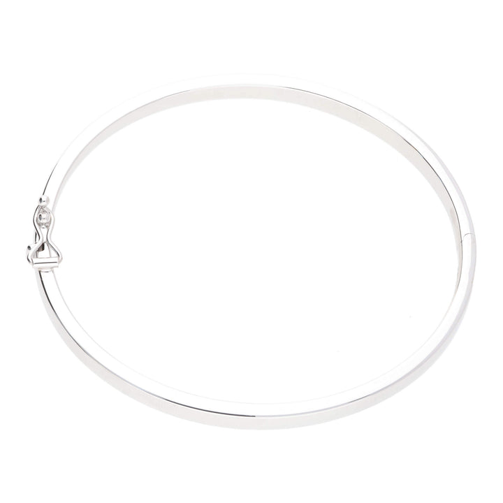 Polished Flat Oval 9ct White Gold Bangle - Michael Jones Jeweller