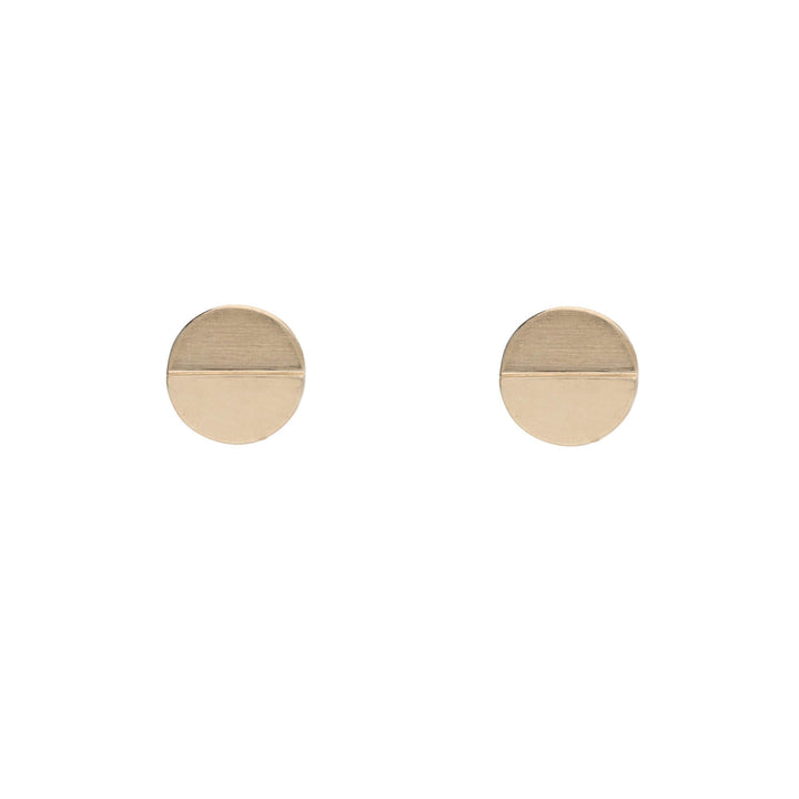 Polished Satin 9ct Yellow Gold Stud Earrings - Michael Jones Jeweller
