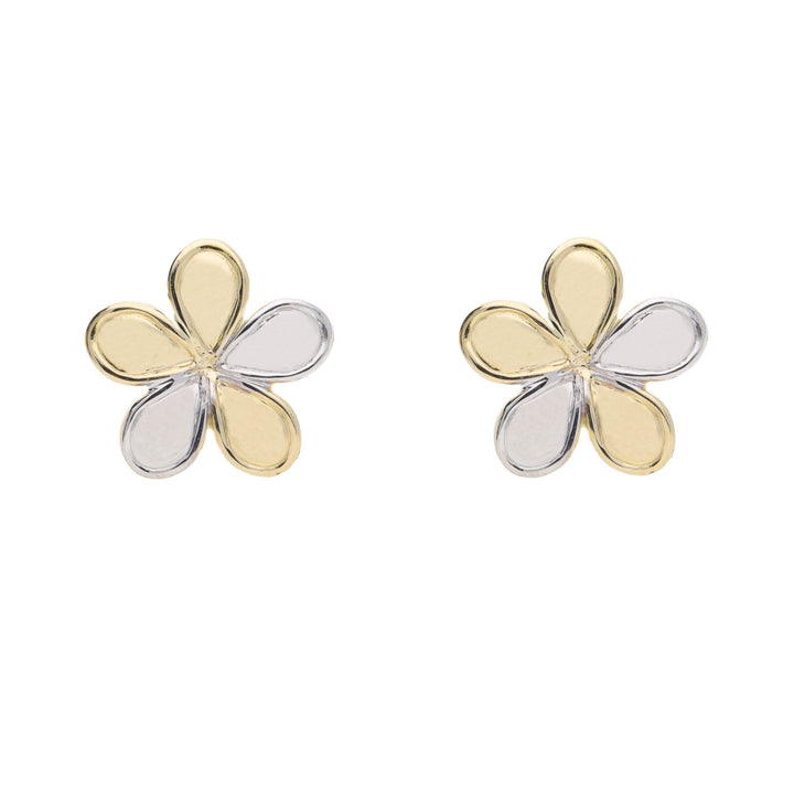 Flower 9ct Yellow and White Gold Stud Earrings