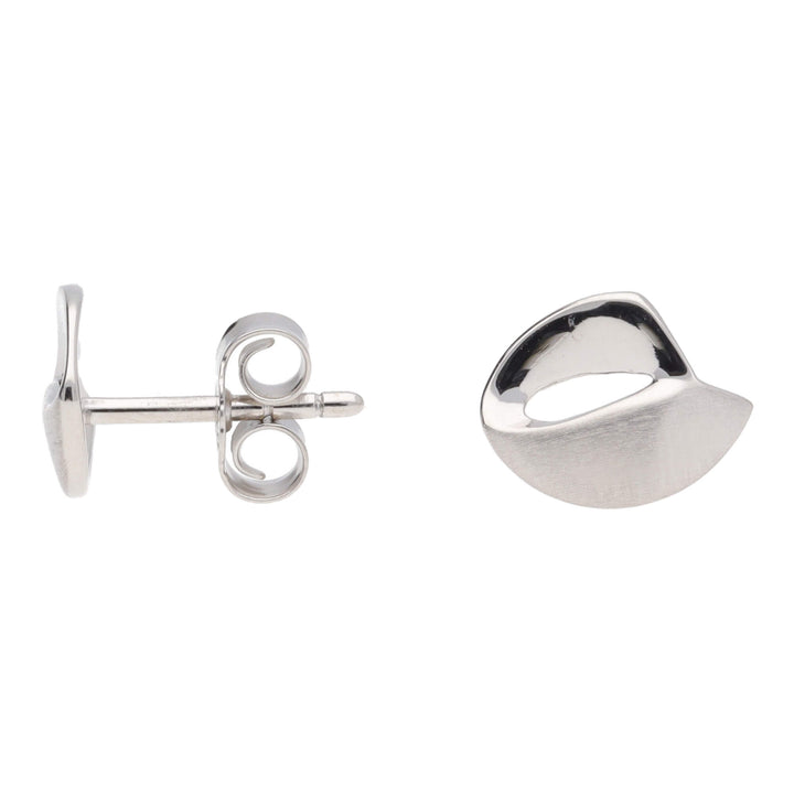 Ribbon Style 9ct White Gold Stud Earrings