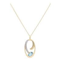 Blue Topaz and Diamond 9ct Yellow Gold Necklace