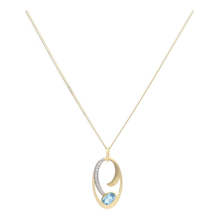 Blue Topaz and Diamond 9ct Yellow Gold Necklace