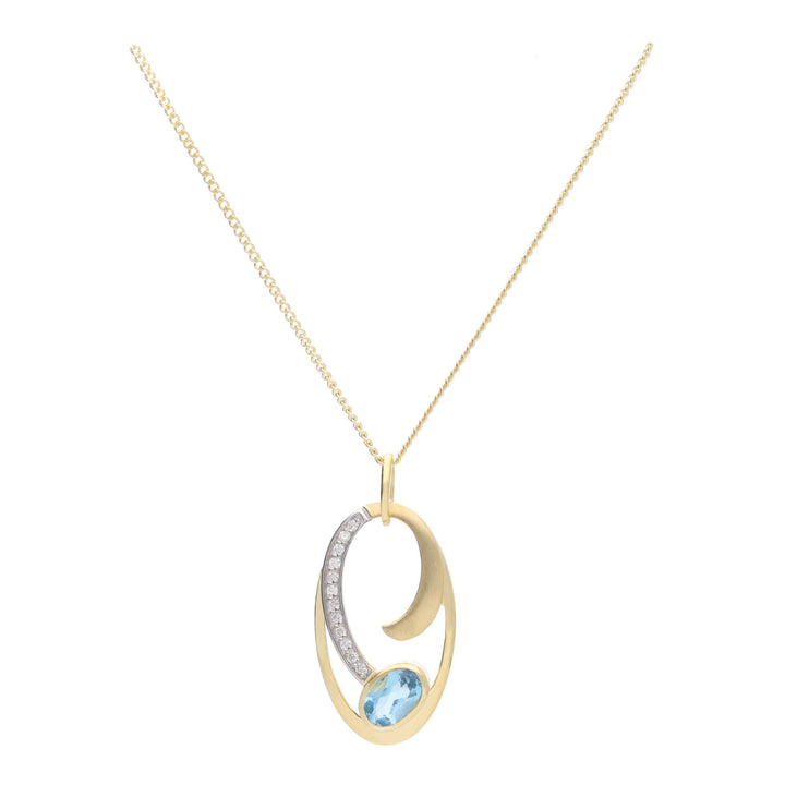 Blue Topaz and Diamond 9ct Yellow Gold Necklace