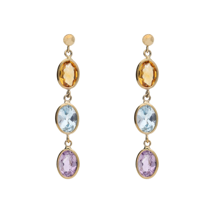 Multi-stone 9ct Yellow Gold Drop Earrings - Michael Jones Jeweller