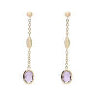 Amethyst 9ct Yellow Gold Drop Earrings - Michael Jones Jeweller