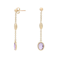 Amethyst 9ct Yellow Gold Drop Earrings - Michael Jones Jeweller