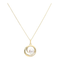 Freshwater Pearl and Diamond 9ct Yellow Gold Necklace