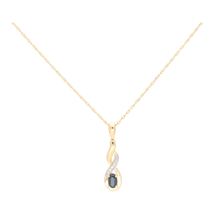 Sapphire and Diamond 9ct Yellow Gold Twist Necklace