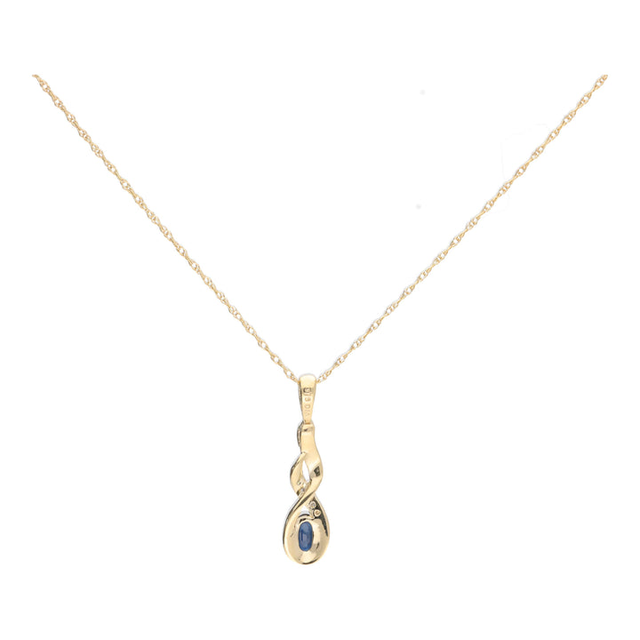Sapphire and Diamond 9ct Yellow Gold Twist Necklace