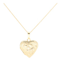 Engraved Heart Shape 9ct Yellow Gold Locket