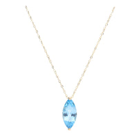 Blue Topaz Marquise 9ct Yellow Gold Necklace - Michael Jones Jeweller