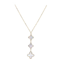 Mother of Pearl Trio of Flowers 9ct Yellow Gold Necklace - Michael Jones Jeweller