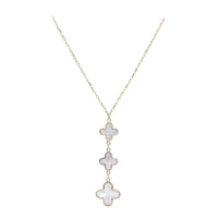 Mother of Pearl Trio of Flowers 9ct Yellow Gold Necklace