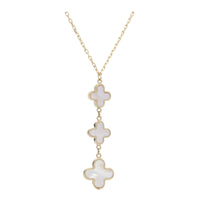 Mother of Pearl Trio of Flowers 9ct Yellow Gold Necklace