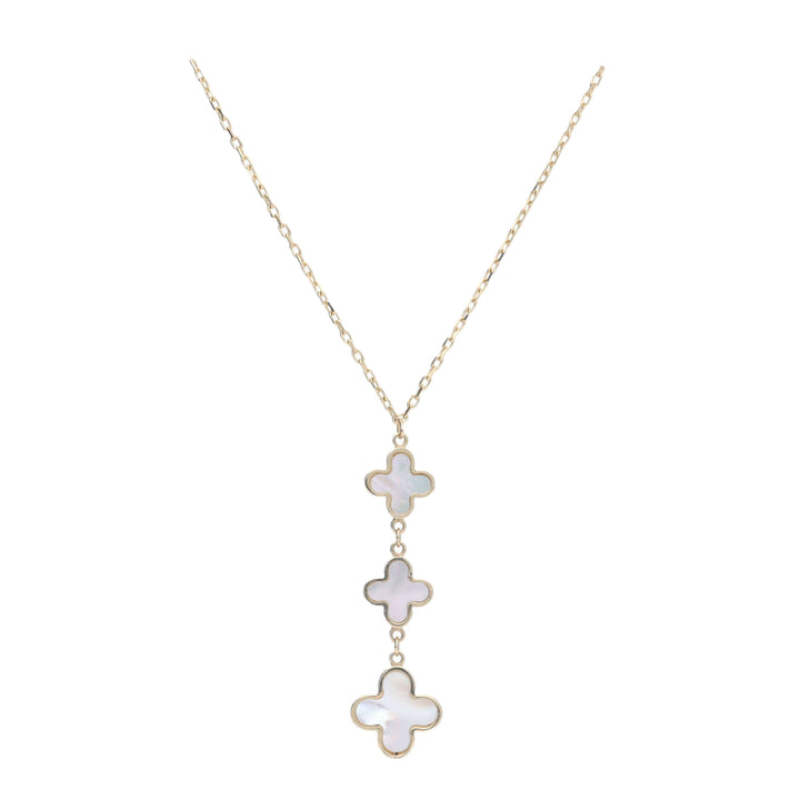 Mother of Pearl Trio of Flowers 9ct Yellow Gold Necklace - Michael Jones Jeweller