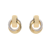 Entwined Doorknocker 9ct Yellow and White Gold Half Hoop Earrings - Michael Jones Jeweller