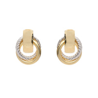 Entwined Doorknocker 9ct Yellow and White Gold Half Hoop Earrings