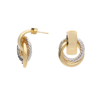 Entwined Doorknocker 9ct Yellow and White Gold Half Hoop Earrings