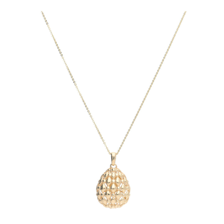 Patterned Egg 9ct Yellow Gold Necklace - Michael Jones Jeweller