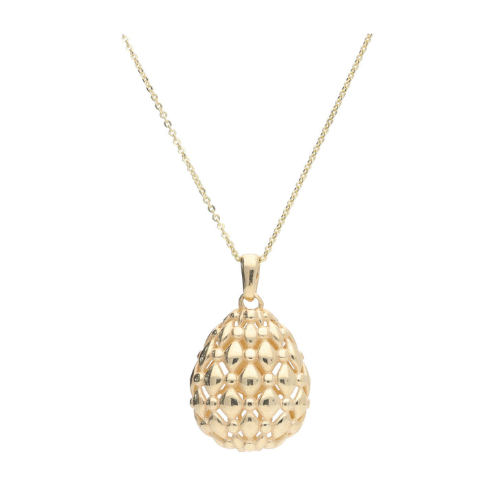 Patterned Egg 9ct Yellow Gold Necklace - Michael Jones Jeweller
