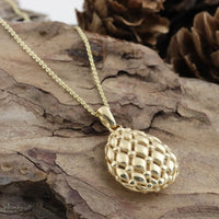 Patterned Egg 9ct Yellow Gold Necklace - Michael Jones Jeweller