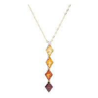 Citrine Garnet and Diamond 9ct Yellow Gold Necklace - Michael Jones Jeweller