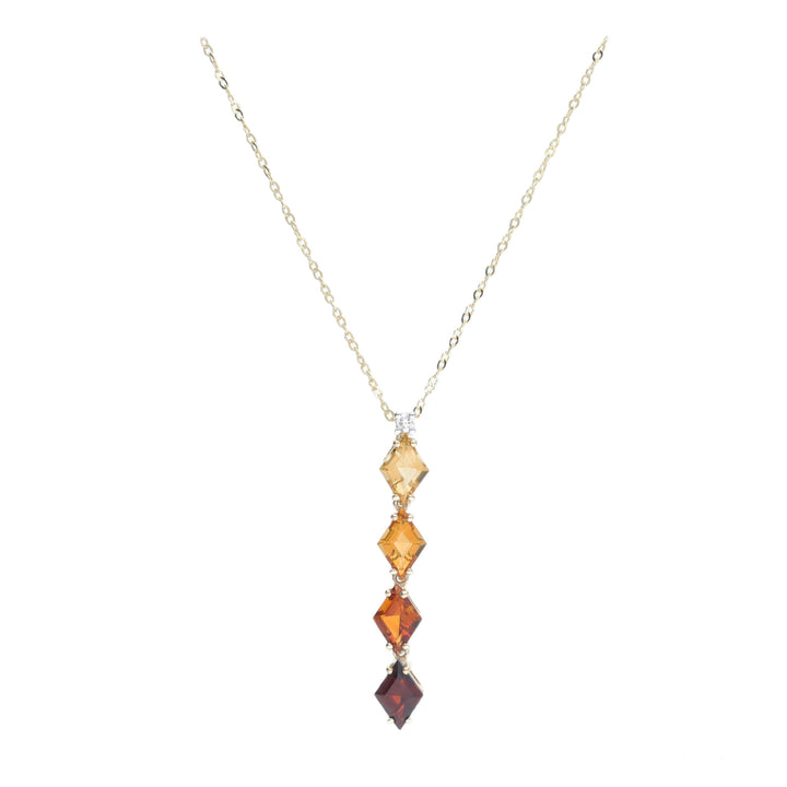 Citrine Garnet and Diamond 9ct Yellow Gold Necklace - Michael Jones Jeweller