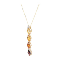 Citrine Garnet and Diamond 9ct Yellow Gold Necklace - Michael Jones Jeweller