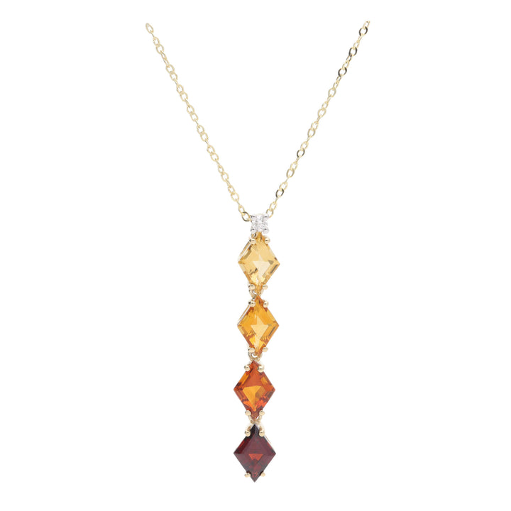 Citrine Garnet and Diamond 9ct Yellow Gold Necklace - Michael Jones Jeweller